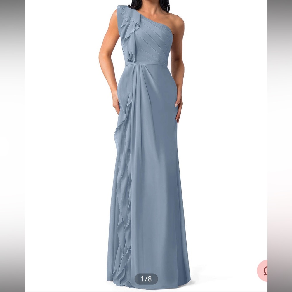 AZAZIE DUSTY BLUE BRIDESMAID DRESS
